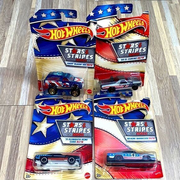 Hot wheel Stars & Stripes series hemi Baracuda Plymouth hemi Chevy blazer 4 x 4 - Picture 1 of 7